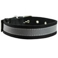 thumbnail image 2 of High Quality Cotton Web/Leather Reflective Dog Collar 18" Long 3/4" Wide Fits 12"-16" Neck, Poodle, Spaniel Black, 2 of 2