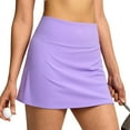 thumbnail image 4 of JIKNTTR Women's Shorts Hiking Athletic Shorts Double Layered Pleats Tennis Skirts High Waisted Skirt With Shorts Pockets Workout Athletic Skorts Lightweight Casual Baggy Trendy Short Pants, 4 of 8