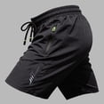 thumbnail image 3 of Men's Athletic Shorts Running Gym Workout Shorts Zipper Pockets Quick Dry Lightweight Breathable Sports Training Jogging Shorts with Drawstring Elastic Waist Black L, 3 of 5