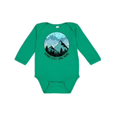 

Inktastic Worry Less Hike More with Mountains in Blue Distressed Gift Baby Boy or Baby Girl Long Sleeve Bodysuit