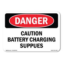 OSHA Danger Sign - Caution Battery Charging Supplies | Decal | Protect Your Business, Construction Site, Warehouse & Shop Area |  Made in The USA