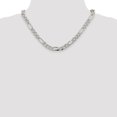 thumbnail image 2 of Diamond2Deal 925 Sterling Silver 8mm Pav‚ Flat Figaro Chain Necklace for Men 18", 2 of 6