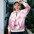 thumbnail image 2 of Chaqlin Pink Snowman Zipper Sweatshirt for Kids Girls Half Zip Up Pullover Lightweight Comfy Casual Long Sleeve Fall Winter Top Size 5-6, 2 of 7