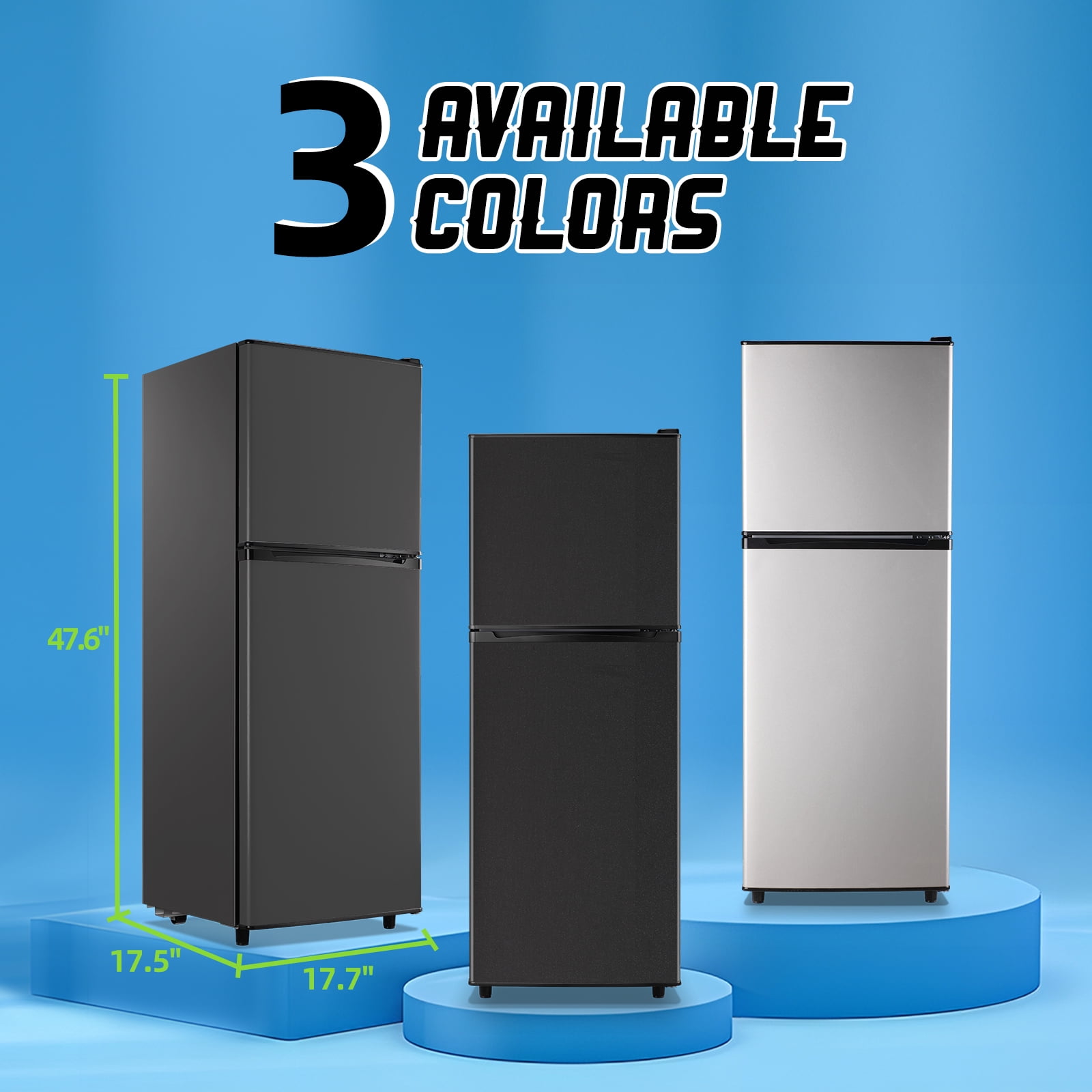 TACOOL 5.0 Cu.ft Double Door Mini Fridge with Top Freezer Compact Refrigerator for Home, Grey, New