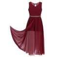thumbnail image 2 of YONGHS Big Girls V Neck Maxi Romper Dress Pageant Birthday Party Formal Gown A Burgundy 12, 2 of 7
