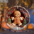 thumbnail image 2 of 2D Flat, Cute Gingerbread for Man Metal Hanging Decoration - Wind-Powered Spinner with Swivel Hook, Red White Trim - OutdoorIndoor Christmas, Halloween, Thanksgiving, Valentine's Decor - Perfect, 2 of 10