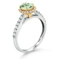thumbnail image 3 of Gem Stone King 10K White Gold Green Prasiolite White White Lab Grown Diamond Halo Engagement Ring for Women (1.06 Cttw, Oval 7X5MM, Gemstone, Size 6), 3 of 4