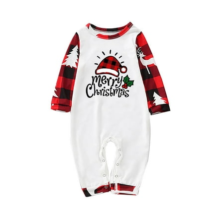 

Honeeladyy Fashionable Christmas Print Family European And American Pajamas Parent-child Suit Baby Red Clearance under 10$