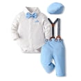 thumbnail image 3 of Trikvn Baby Boys Gentleman Dress Suit Long Sleeve Printed Button Up Shirt with Bow Tie and Elastic Waist Suspender Pants Outfit Set Toddler Formal Party Photography Clothes, 3 of 6