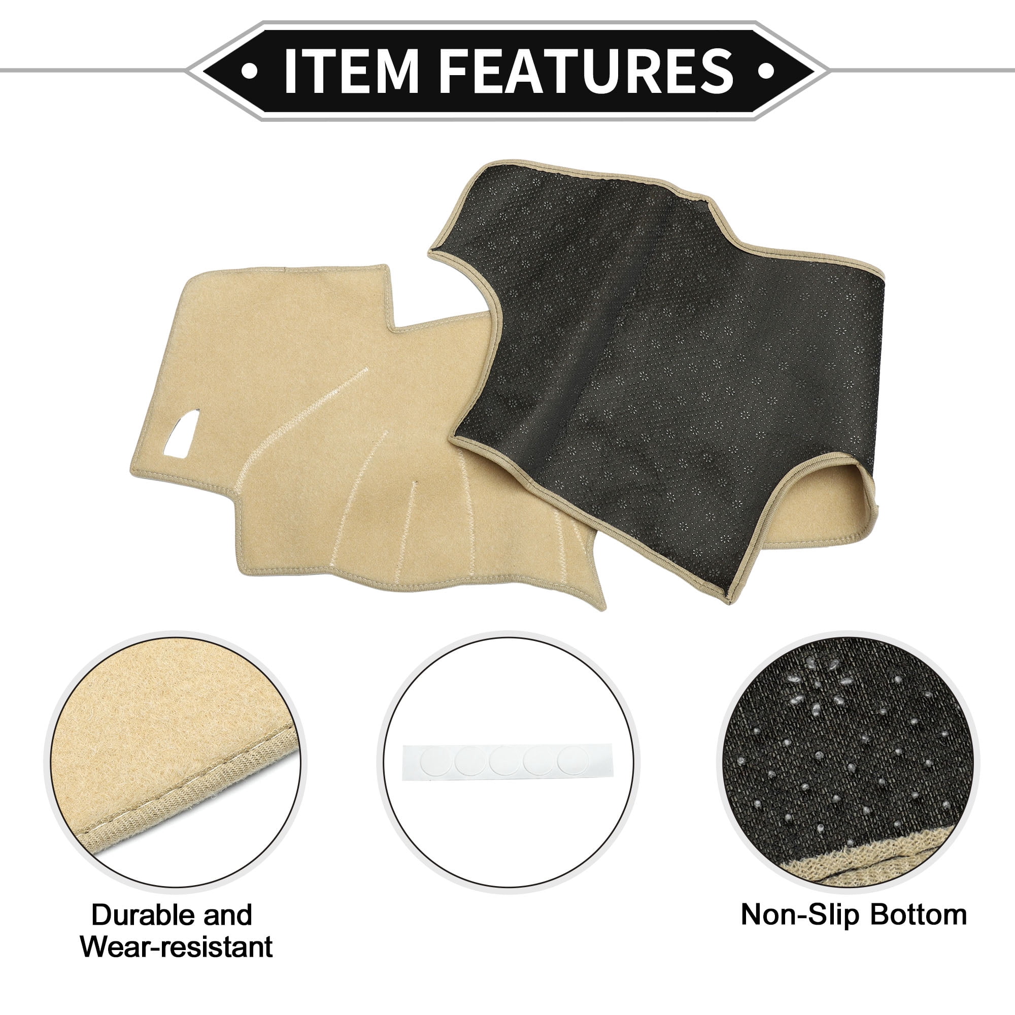 Dash Cover Compatible for Toyota RAV4 2001-2012, Non-Slip Polyester Silicone Beige Center Console Dashboard Cover Mat Pad Carpet