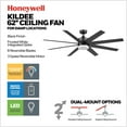 thumbnail image 5 of Honeywell 62 Inch Modern Ceiling Fan LED Remote 8 Blade Indoor Outdoor Dual Mount Black, 5 of 18