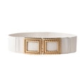 thumbnail image 3 of WHEANG Belts for Women Skinny Elastic Waist Belt Adjustable Narrow Stretch Dress Belt with Square Metal Front Buckle, Fashion Slim Decorative Belt for Dresses Skirts(Color White One Size), 3 of 4
