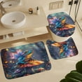 thumbnail image 6 of 4Pcs Cute Frog Mushroom Shower Curtain Set with Toilet Lid Cover U-Shaped Mat and Non-Slip Rugs, Neon Animal Butterfly Plant Shower Curtain Bathroom Decor Set, 72" x 72", 6 of 8
