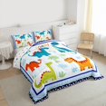 thumbnail image 3 of Homewish Cartoon Dinosaur Child Bedding Comforter Set, Cute Animal Wildlife Twin Comforter Sets, Floral Tree Plant Reversible Bedding Set, Ultra Soft Bedroom Decor, 2pcs, 3 of 8