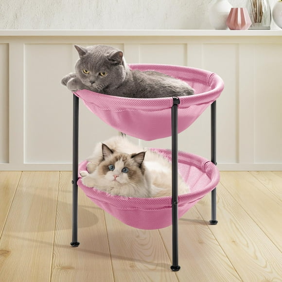 Cama Doble para Gatos JUNSPOW Rosa Transpirable para 2 Gatos