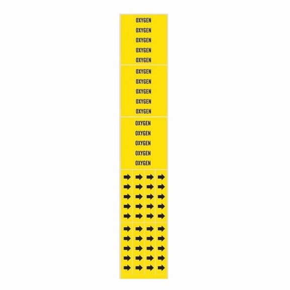 Brady Pipe Marker,Oxygen,Yellow,3/4 In or Less 7209-3C