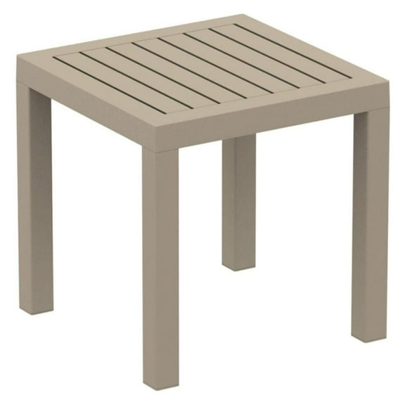 Exlonjet Ocean Square Resin Patio Side Table in Gray, Grade