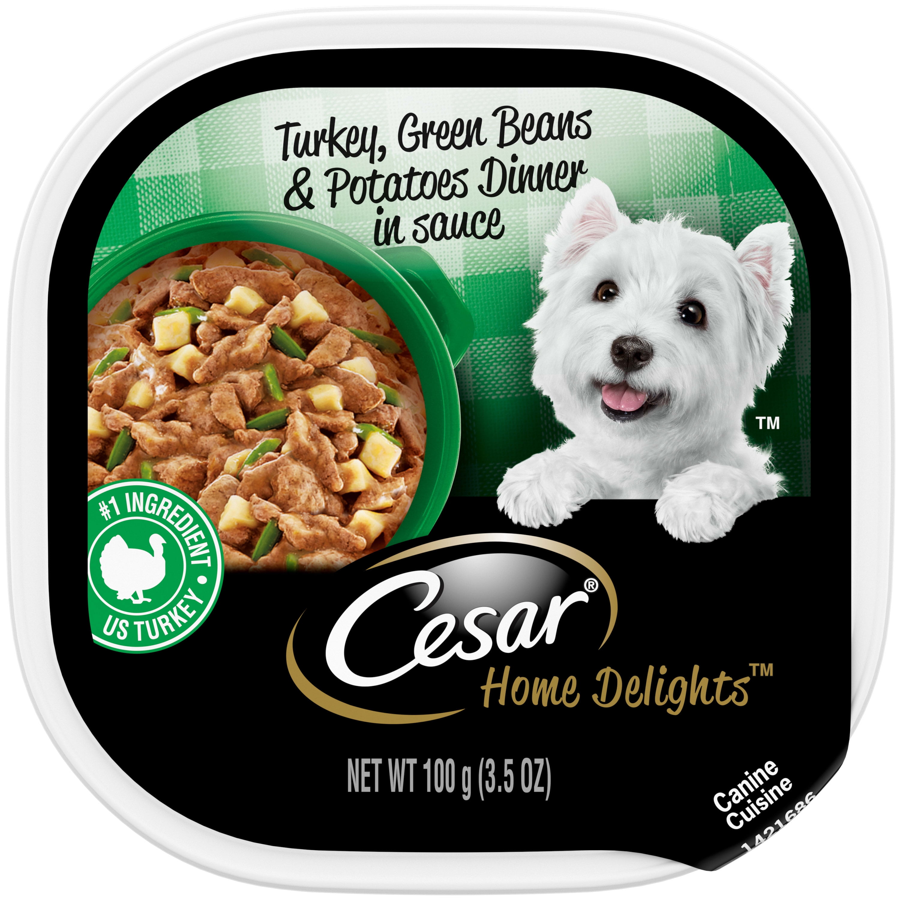 CESAR Home Delights Turkey & Vegetable Flavor Wet Dog Food for Adult Dog, 3.5 oz. Tray