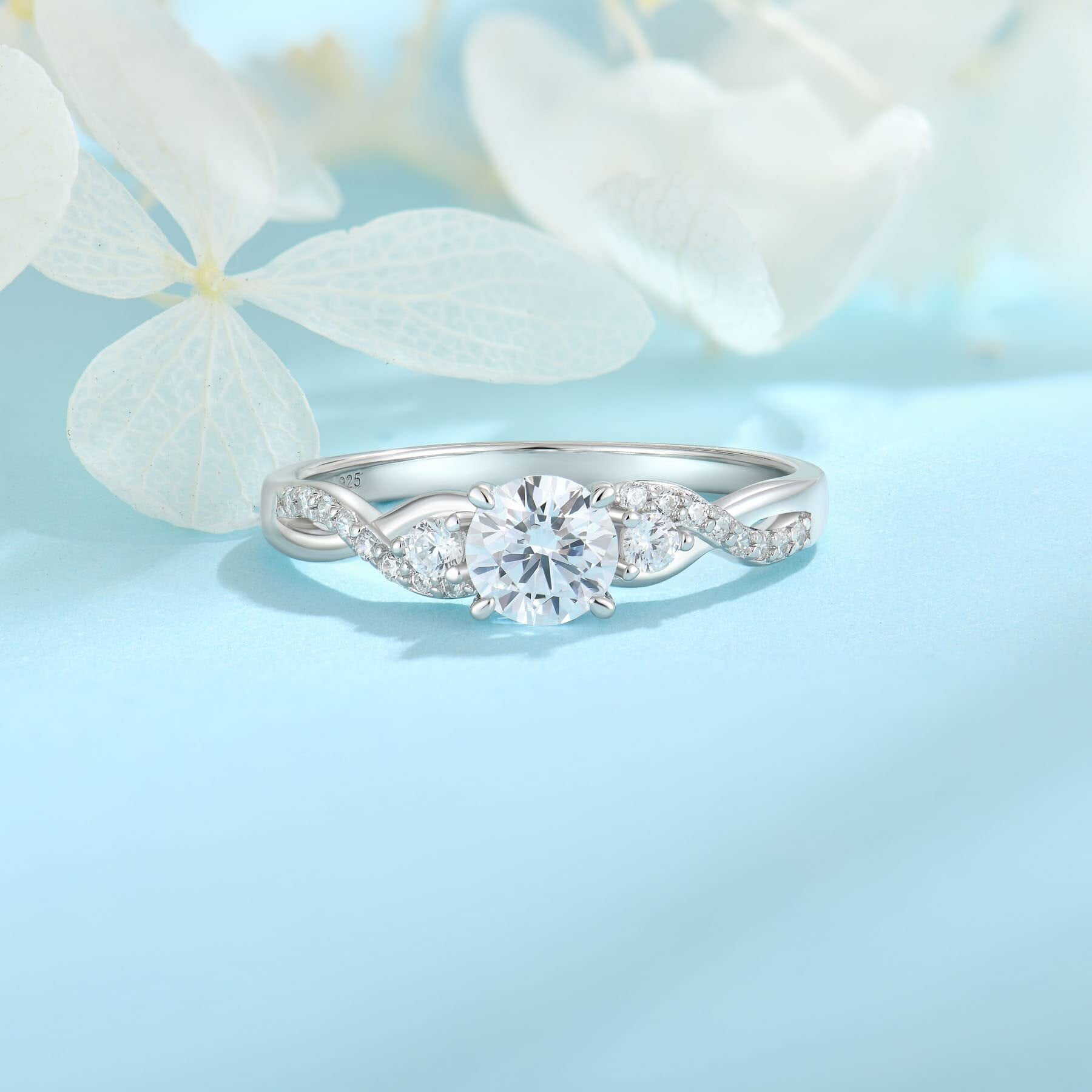 FJ Promise Ring for Her 925 Sterling Silver Engagement Ring Anniversary Wedding Eternity Ring for Women Size 10