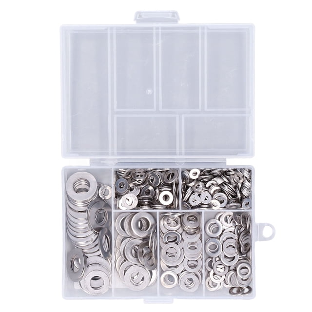 Kit d'Assortiment de Rondelles Plates en Acier Inoxydable 304 - 660 Pcs Incluant Tailles M3, M4, M5, M6, M8, M10 / Ensemble de Fixation Durable et Résistant à la Corrosion avec Boîte de Rangement Organisée pour Décoration Intérieure