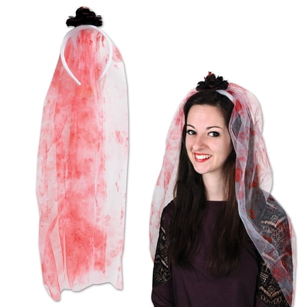 Beistle Club Pack of 12 Halloween Bride Bloody Veil Headband 20"