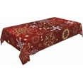 thumbnail image 2 of Christmas Red Tablecloth Rectangle 60 x 104 Inch Winter Snowflake Table Cloth Polyester Fabric Xmas White Gold Snowflake Table Cover for Kitchen Party Picnic Outdoor Decor, 2 of 6
