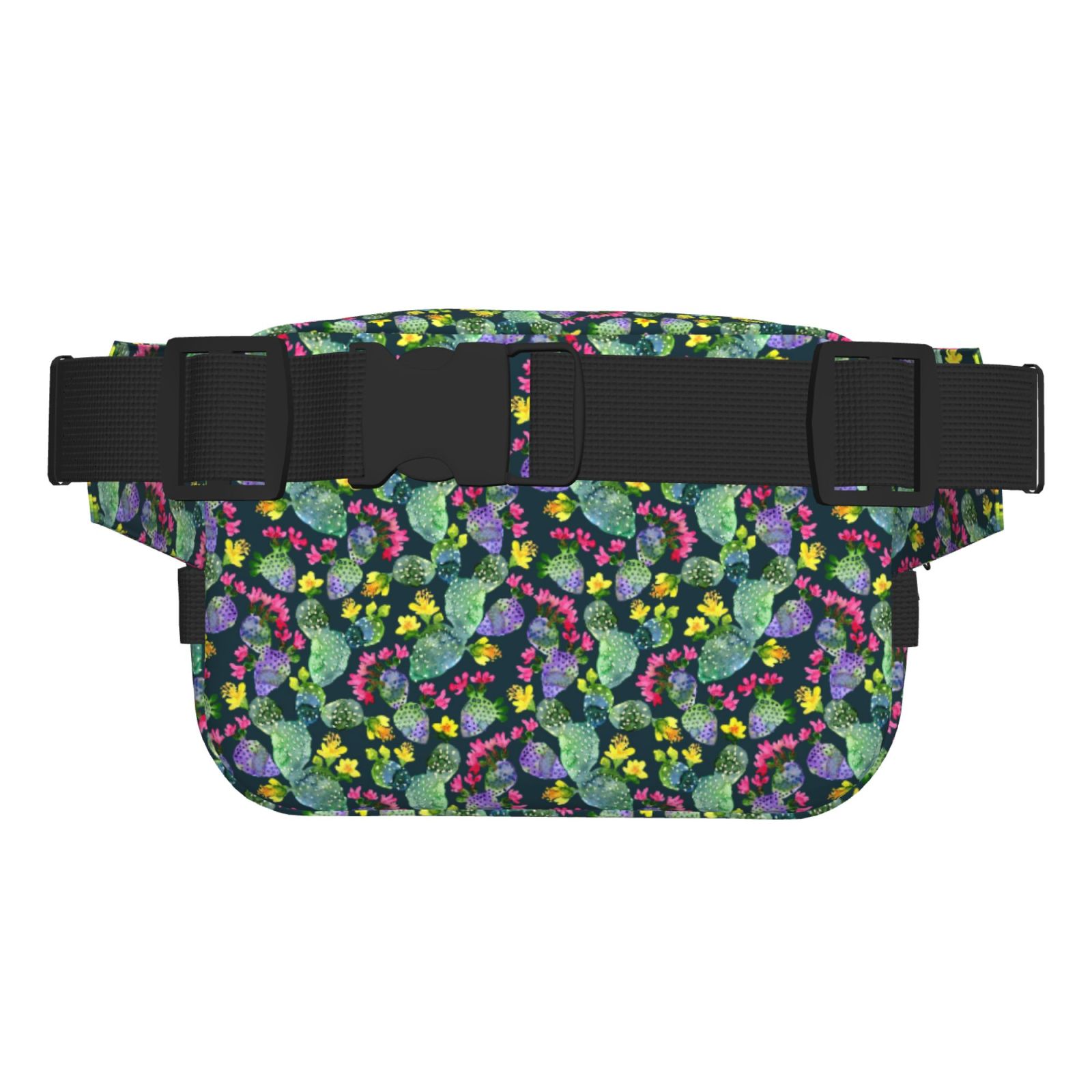 Picia Watercolor Cactuses Print Square Double-Layer Waist Bag Mini Adjustable Waist Belt Bag Exercise Running Travel Hiking