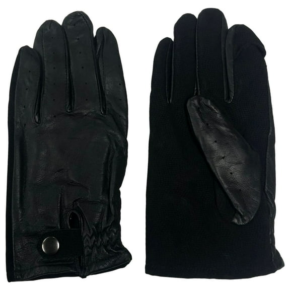 Dockers Mens Black Leather Texting Gloves with Fleece Lining Large