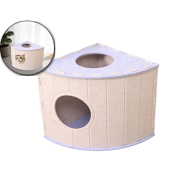 Lit pour Chat en Feutre en Forme d'Éventail – Grande Cachette Fermée pour Plusieurs Chats avec Design Résistant aux Rayures et Respirant – Toutes Saisons, Outil-Free Assembly, Grotte pour Animaux de Compagnie Gain de Place pour Dormir
