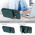 thumbnail image 5 of Crossbody Wallet Back Case for iPhone X/XS with Card Holder, Vintage Premium PU Leather Case with Long Shoulder Strap, Purse Shockproof Flip Phone Cover for iPhone X/XS, Green, 5 of 13