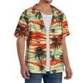 thumbnail image 2 of Uemuo Colorful Hawaii Palms Pattern Cotton Linen Short Sleeve Shirts,Casual Lightweight Button Down Shirts,Vacation Beach Summer Tops-X-Large, 2 of 7
