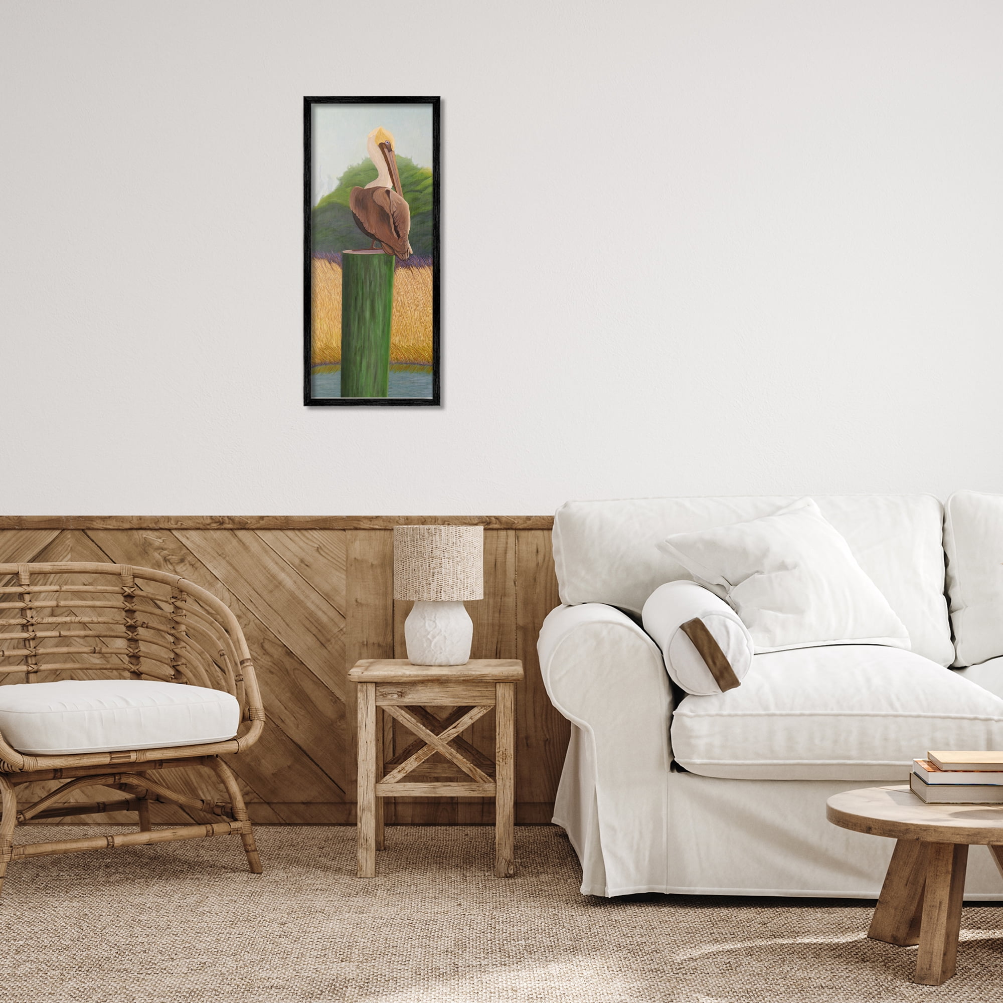 Stupell Industries Pelican with Blue Eyes Black Framed Giclee Art, design by Barbara Fallenbaum