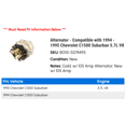 thumbnail image 2 of Alternator - Compatible with 1994 - 1995 Chevy C1500 Suburban 5.7L V8, 2 of 2