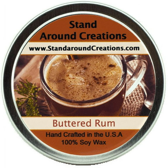 BUTTERED RUM TIN 6-OZ. ALL NATURAL SOY CANDLE