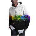 thumbnail image 3 of Men's Loose Fit Printed Hooded Sweatshirt, Long Sleeve Casual Pullover Fleece Hoodie for Street Style, Lounge, Autumn Winter,White,3XL, 3 of 5