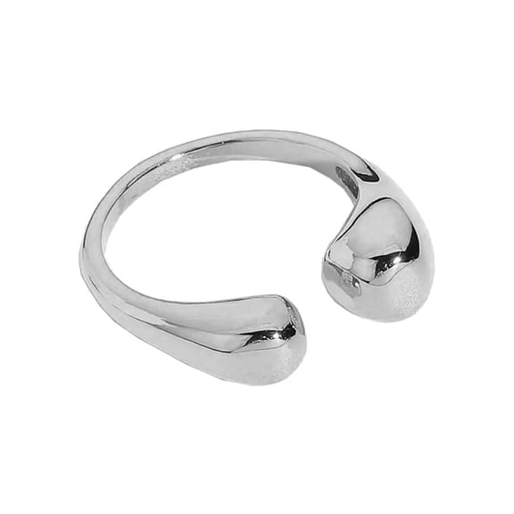 PAMTIER Chunky Rings for Women Open Twist Stackable Adjustable Statement Teardrop Ring Stainless Steel Minimalist Band Jewelry Silver