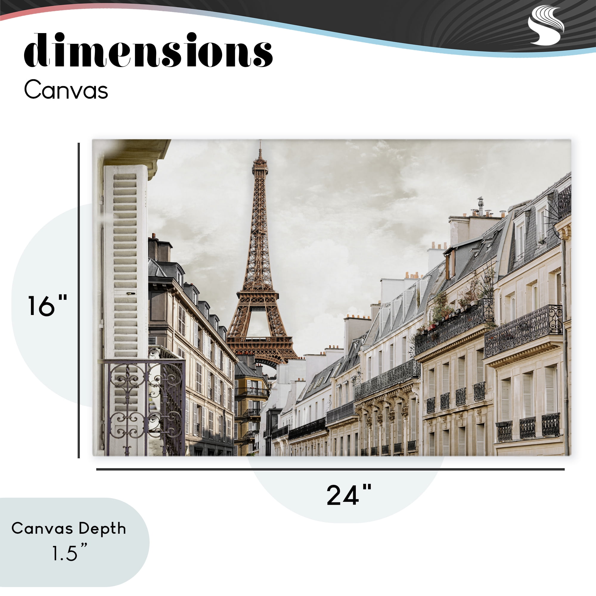 Stupell Industries Eiffel Tower Through Parisian Balconies Canvas Wall Art, design by CAD Designs