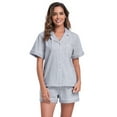 thumbnail image 5 of EA'S SECRET Cotton Pajamas for Women Set Soft Short Sleeve Sleepwear Button Down Nightwear Loungewear Pjs Lounge Sets S-XXL(Gray,M), 5 of 7