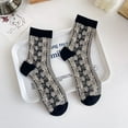 thumbnail image 6 of Zhengup 5 Pairs Vintage Floral Socks Y2K Lolita Ethnic Jacquard Crew Cotton Socks Fairy Grunge Alt Emo Dress Socks, 6 of 7