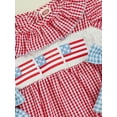thumbnail image 6 of Okbabeha Newborn Baby Girls 4th of July Outfits Fourth of July Bubble Romper Fly Sleeve USA Flag Embroidery Bodysuits Summer Independence Day Clothes, 6 of 8