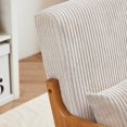 thumbnail image 4 of IVV Corduroy Accent Chair with Pillow, Rubber Wood Frame, Mid-Century Modern Comfy Upholstered Reading Armchair for Bedroom, Reading Nook, Apartment, 350lbs Weight Capacity, Beige, 4 of 10