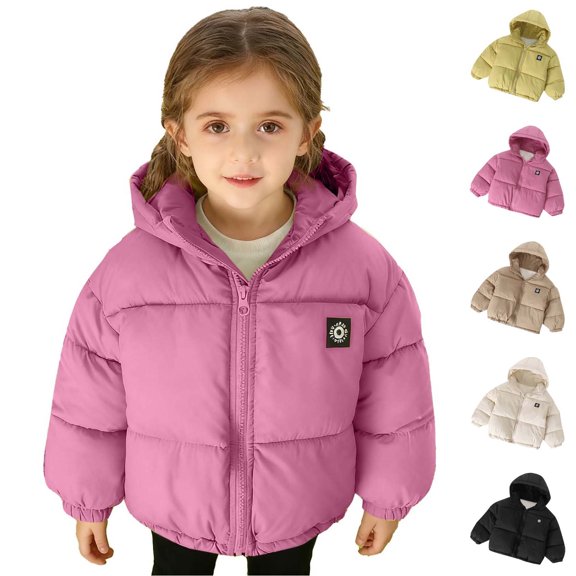 Bixock Toddler Girls Puffer Jackets Girls Winter Coats Kids Padded Coat Outerwear Long Sleeve Hooded Wind Short Cut Thermal Jacket for Kids 2-11Years
