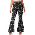 thumbnail image 2 of Xoenoiee High-Waisted Flared Leggings for Girls Tummy Control Women's Flared Slit Yoga Pants Stretch Bell Bottom Pants Slit Front Workout Gym Leggings, S, Moon Sun Star Black, 2 of 7