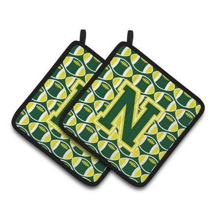 

Letter N Football Green and Yellow Pair of Pot Holders