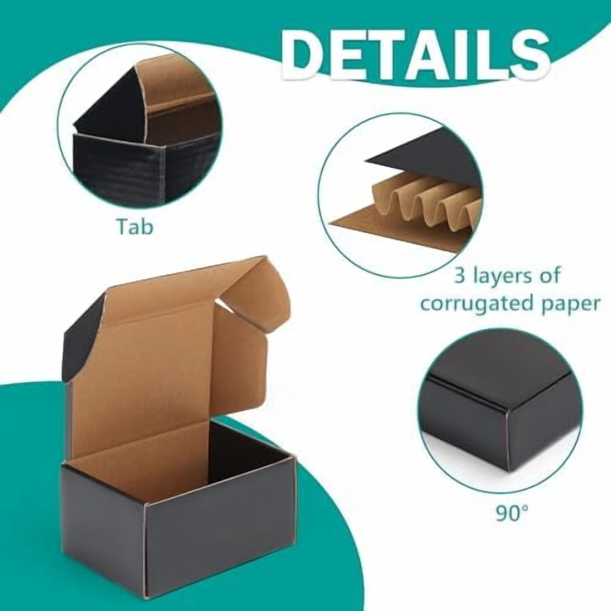 40 Pack 6x4x3 Shipping Boxes for Small Business, Black Packaging Cardboard Boxes, Moving Mailing Packing Box
