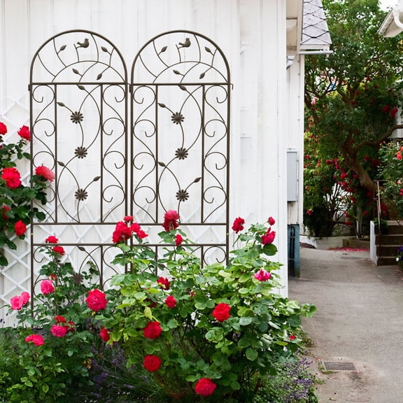 2 Pack 86" H Large Garden Trellis，Heavy Duty Rustproof Black Iron Plant Trellis for Potted Plant Support Metal Climbing Rose Trellis