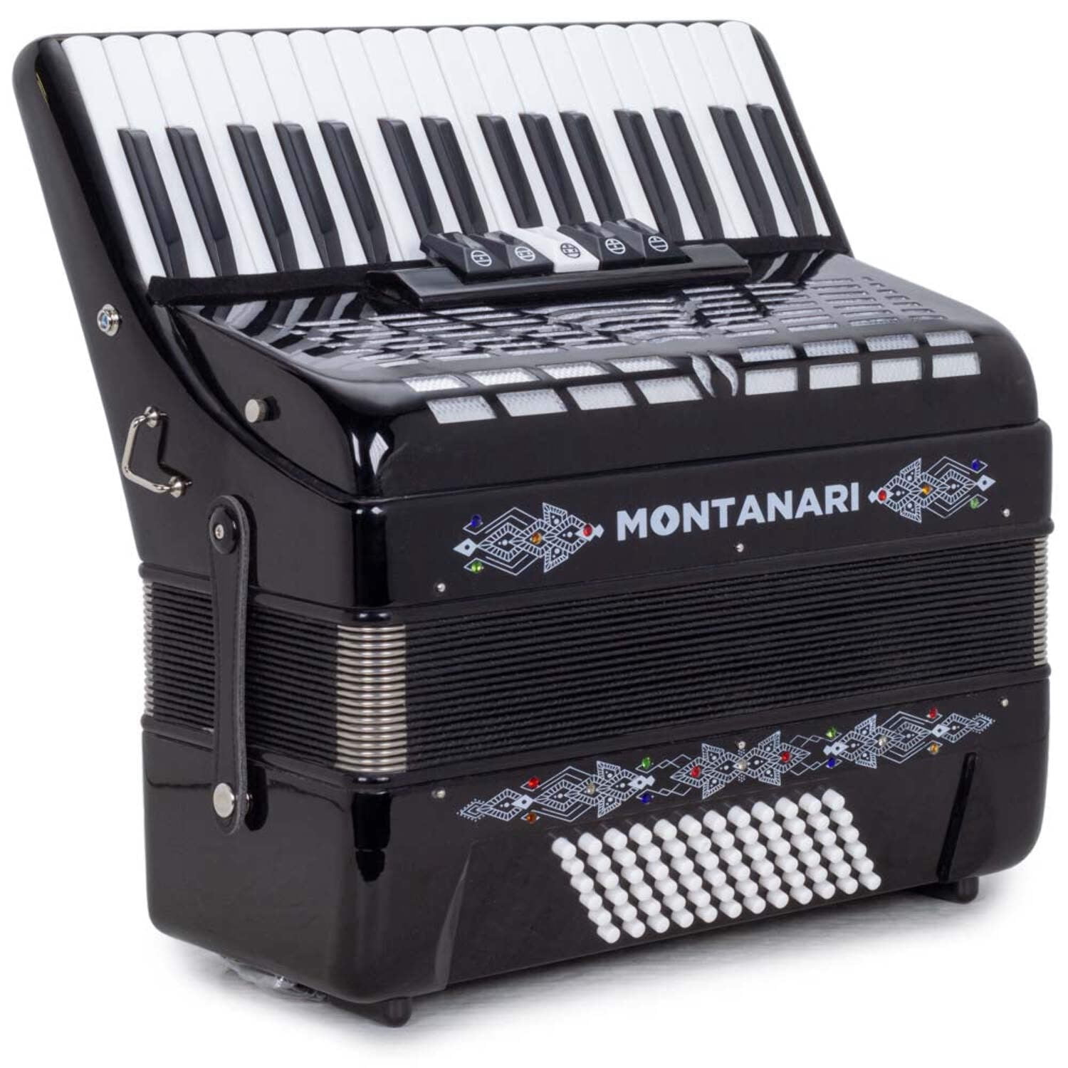 Montanari Piano Accordion 72 Bass 34 Keys 5 Switches, Black