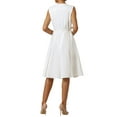 thumbnail image 3 of INSPIRE CHIC Women's Sleeveless Dress Zip Up Belted Fit & Flare Wear-to-Work Midi Dresses S White, 3 of 6