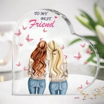 To My Best Friend Heart Shaped Acrylic Plaque, Christmas Gift Birthday Gifts for Women Friendship, Butterfly Printed Acrylic Desktop Keepsake for Home Decor (3.9" x 3.9")