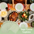 thumbnail image 6 of Scheam Folded Scalloped Cocktail Napkins Disposable Table Napkins Square Thick Sage Green Paper for Party Dinner Wedding Anniversary Birthday Reception Event 100 Pcs,Green, 6 of 7